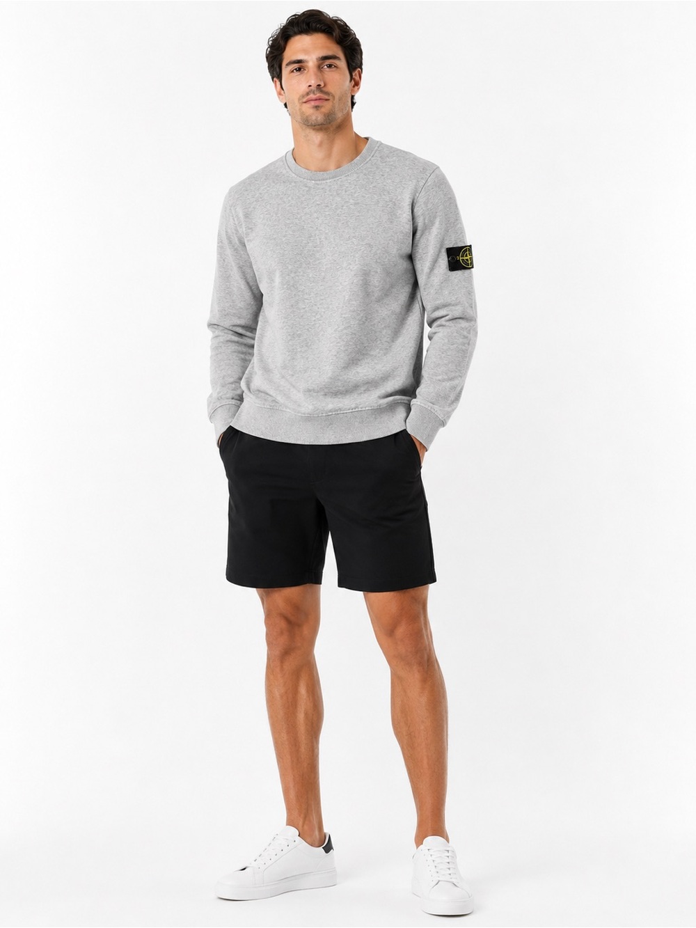 Authentic Stone Island Light Gray Compass Badge Crewneck Sweatshirt – Size M